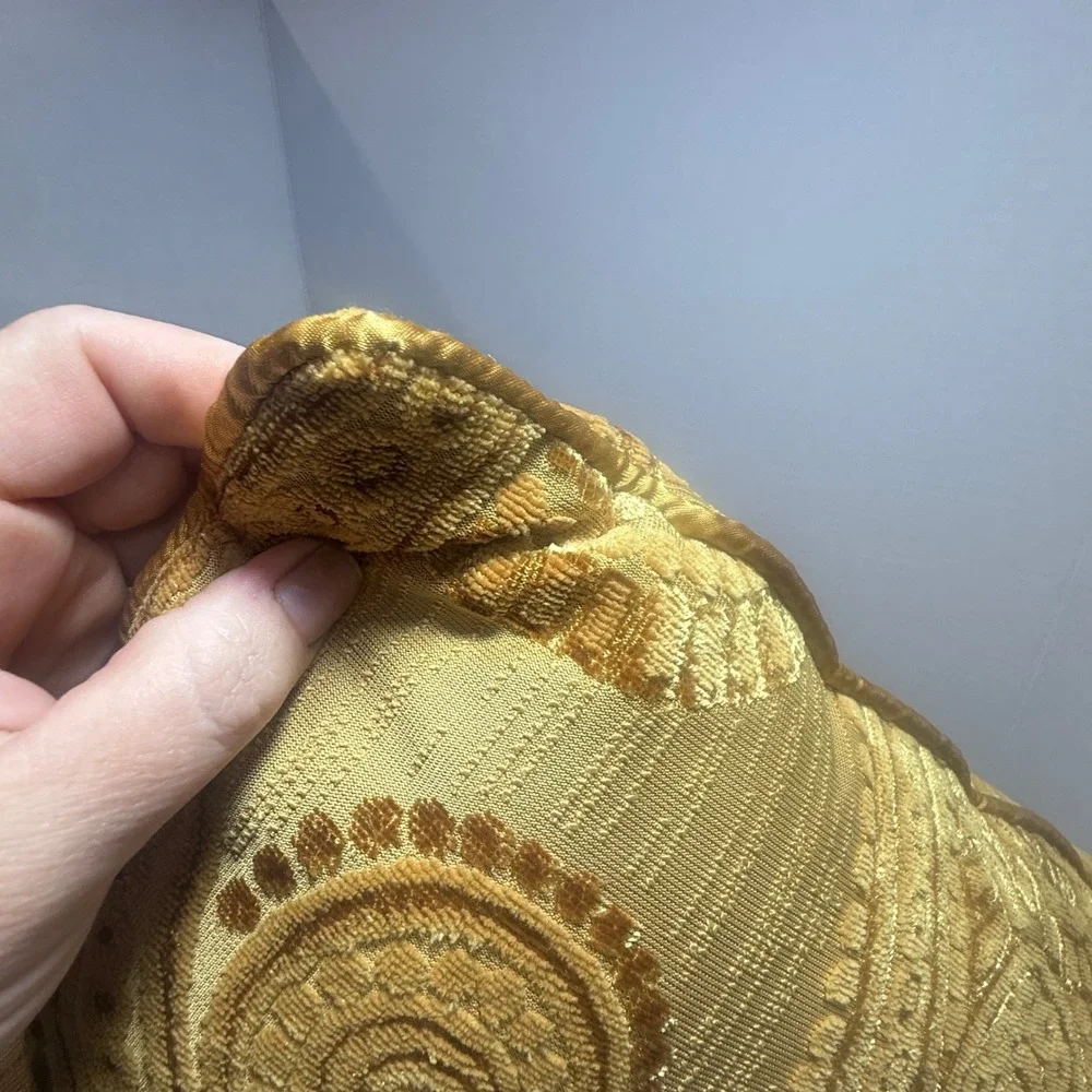 Pier 1 Imports Gold Velvet Paisley Throw Pillows Set of 2 Square 17in Accent